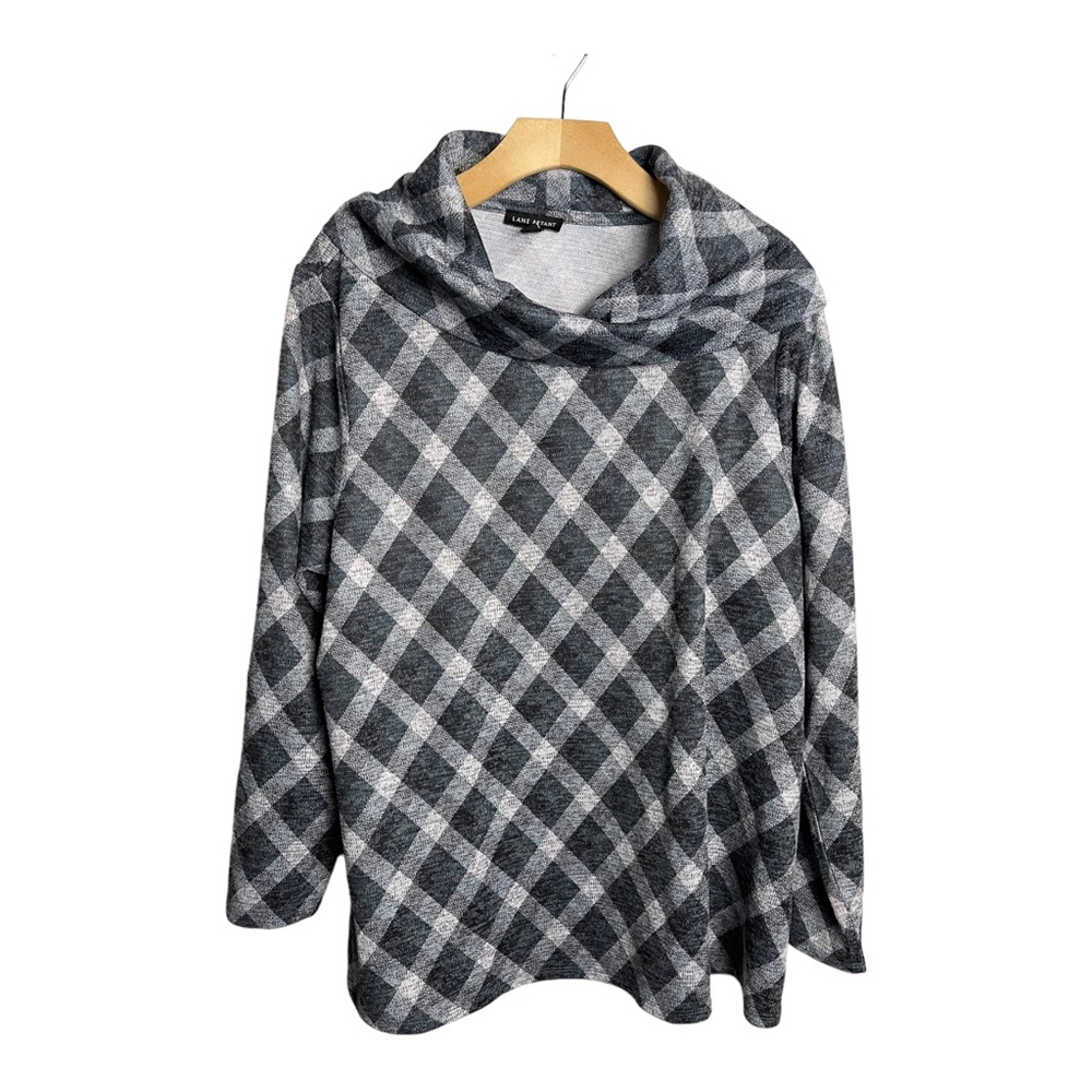 Lane Bryant Plaid Metallic Cowl Neck Women Plus Size 18-20